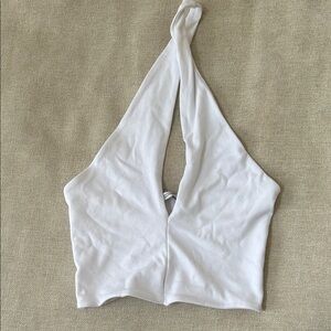 Zara White Knotted Halter Crop Top